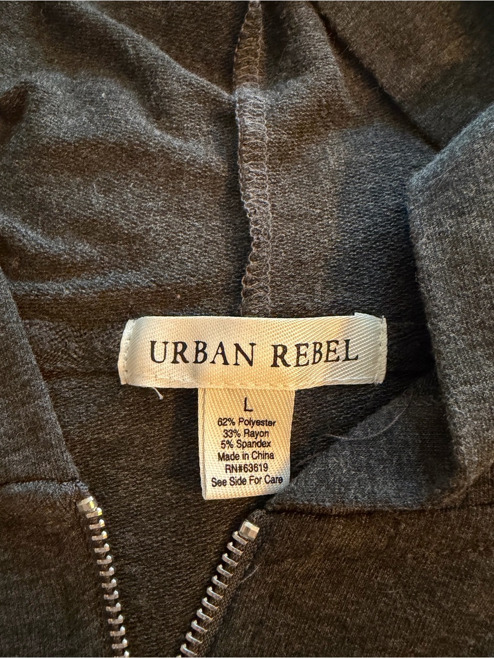 Women's Charcoal Half-Zip Hooded Pullover with Drawstring - Picture 3 of 4